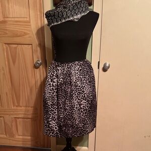 Dana Buchman Black and Gray Animal Print Midi Skirt